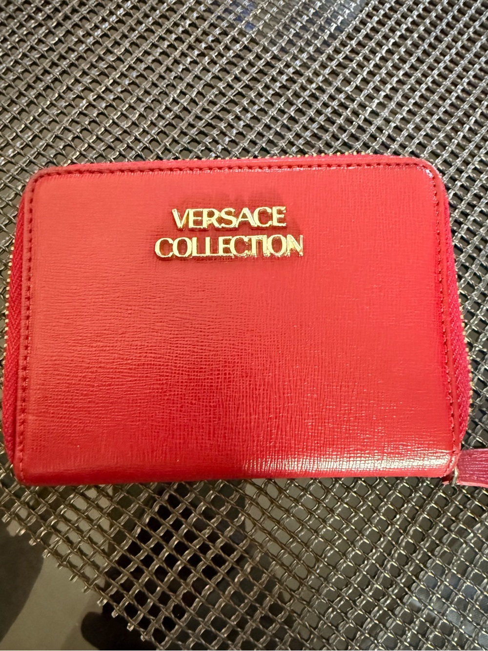 Versace Collection Red Textured Zip Wallet. In perfect condition. Made in Italy